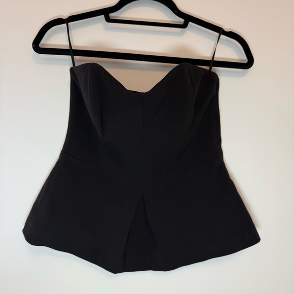 NWOT RACHEL Rachel Roy Black Strapless Peplum Top Size 4 - Picture 1 of 10
